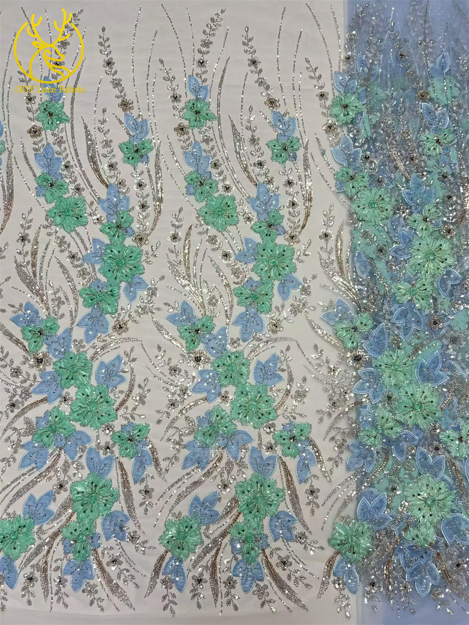 2026 Luxuriöser französischer Tüll-Mesh-Pailletten-Spitzenstoff, hochwertiger Kaffeebrauner afrikanischer 3D-Spitzenstoff für nigerianische Hochzeits- und Partykleider – Detail 8