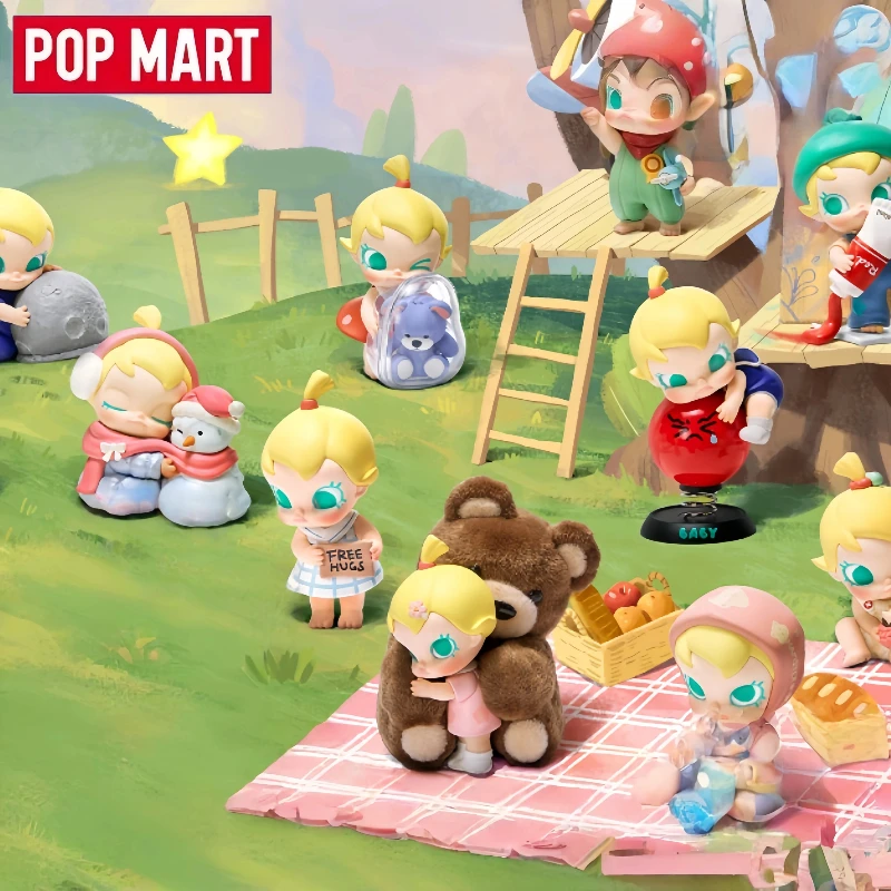 Genuino en Stock POP MART Baby Molly Hug exploración Plan serie Linda caja ciega figura decorativa adorno de escritorio regalos