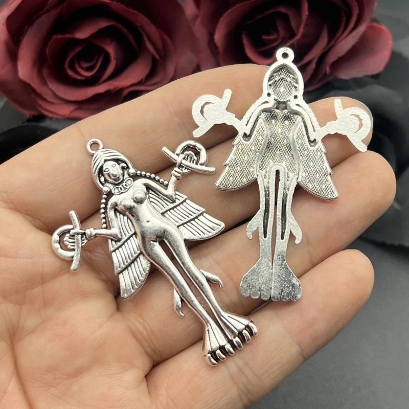 5pcs Lilith Goddess Feminist Icon Charm Pendant Tarot Wicca Witchcraft Silver Color Retro Gothic Jewelry DIY Making Handmade