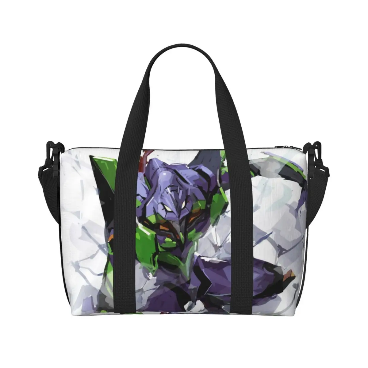 Maßgefertigte E-Evangelions Tragetasche für Damen Große Kapazität Hip-Hop EVA Anime Strand Fitness Schulter Reisetasche
