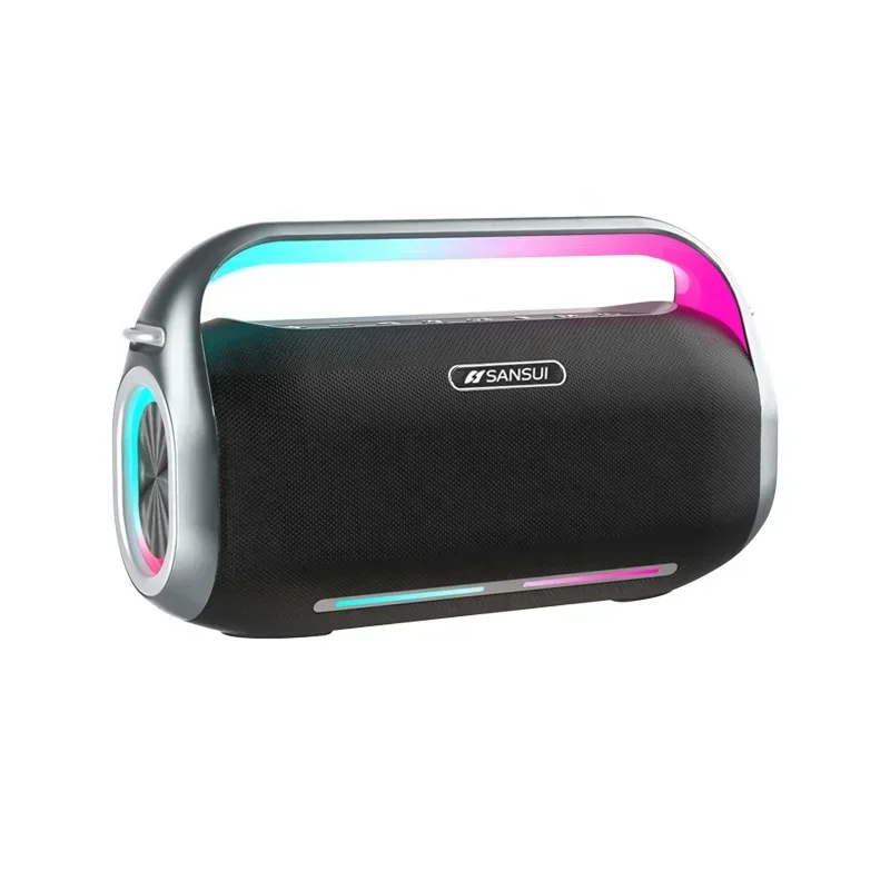

SANSUI Portable Wireless Blue Tooth Speaker D200 Game Subwoofer Speaker With RGB Lights, EQ, Big Bass 360-Degree Sound