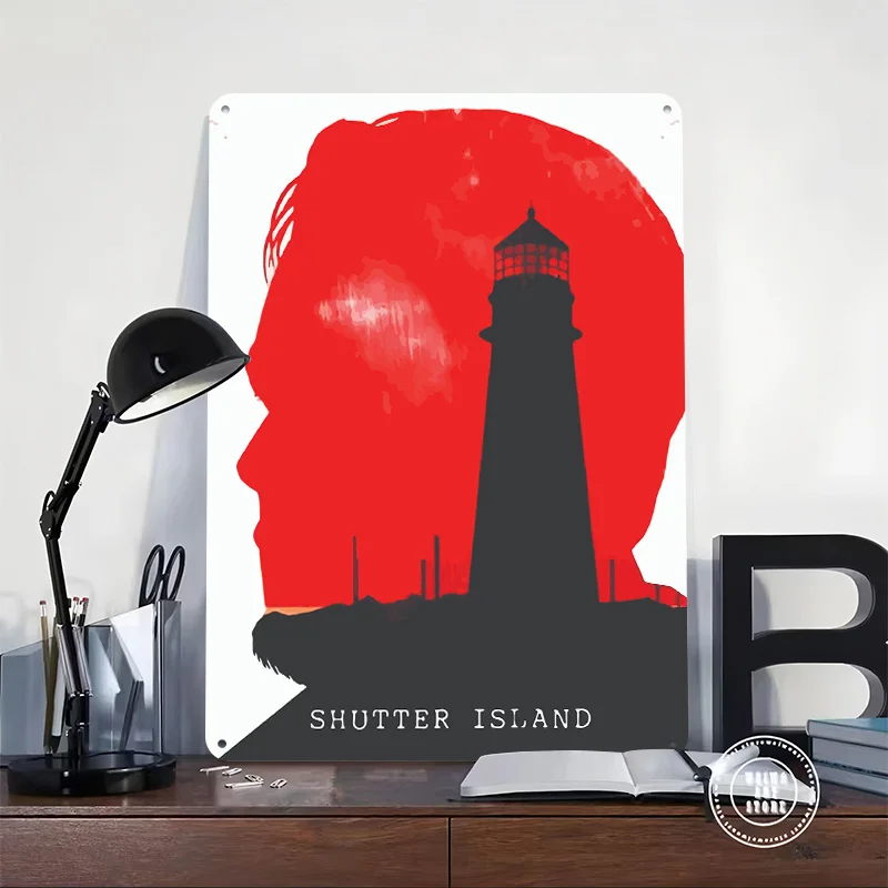 Shutter Island Movie Silhouette Printed Poster Customized Retro Wall Art Vintage Metal Tin Signs for Bar Accessories Desk Decor