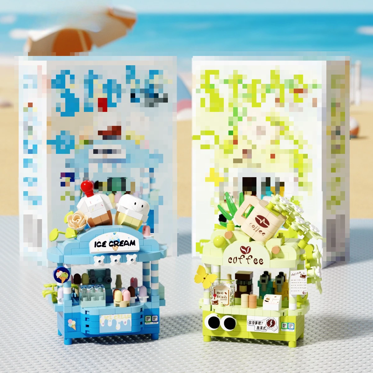 ألعاب بناء تعليمية للأطفال من سلسلة Mini City Street View Popcorn Candy Store