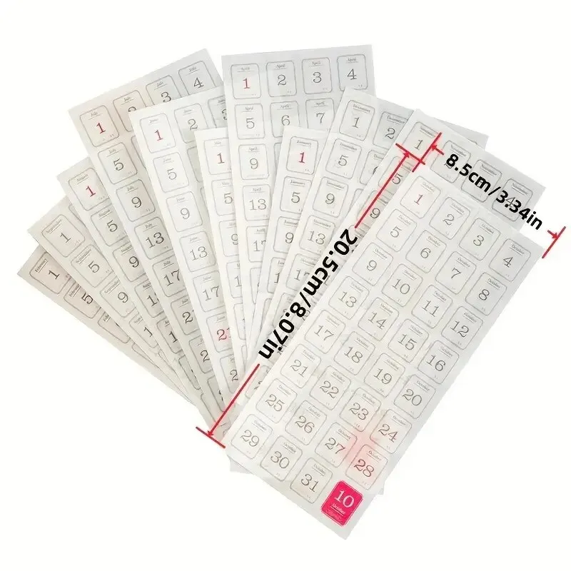 12pcs 365 Days Calendar Decorative Stickers Scrapbooking Diy Label Diary Stationery Album Journal Planner Month Number Sticker