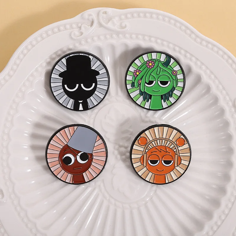 Radiação listrado pequeno homem broche redondo engraçado óleo gotejamento broche novo criativo mochila crachá roupas acessórios presente