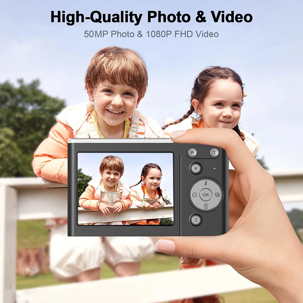 Digital Camera Children Camcorder with 16x Zoom Compact Cameras Instant Photo 1080P HD 50MP Cameras for Beginner Photography