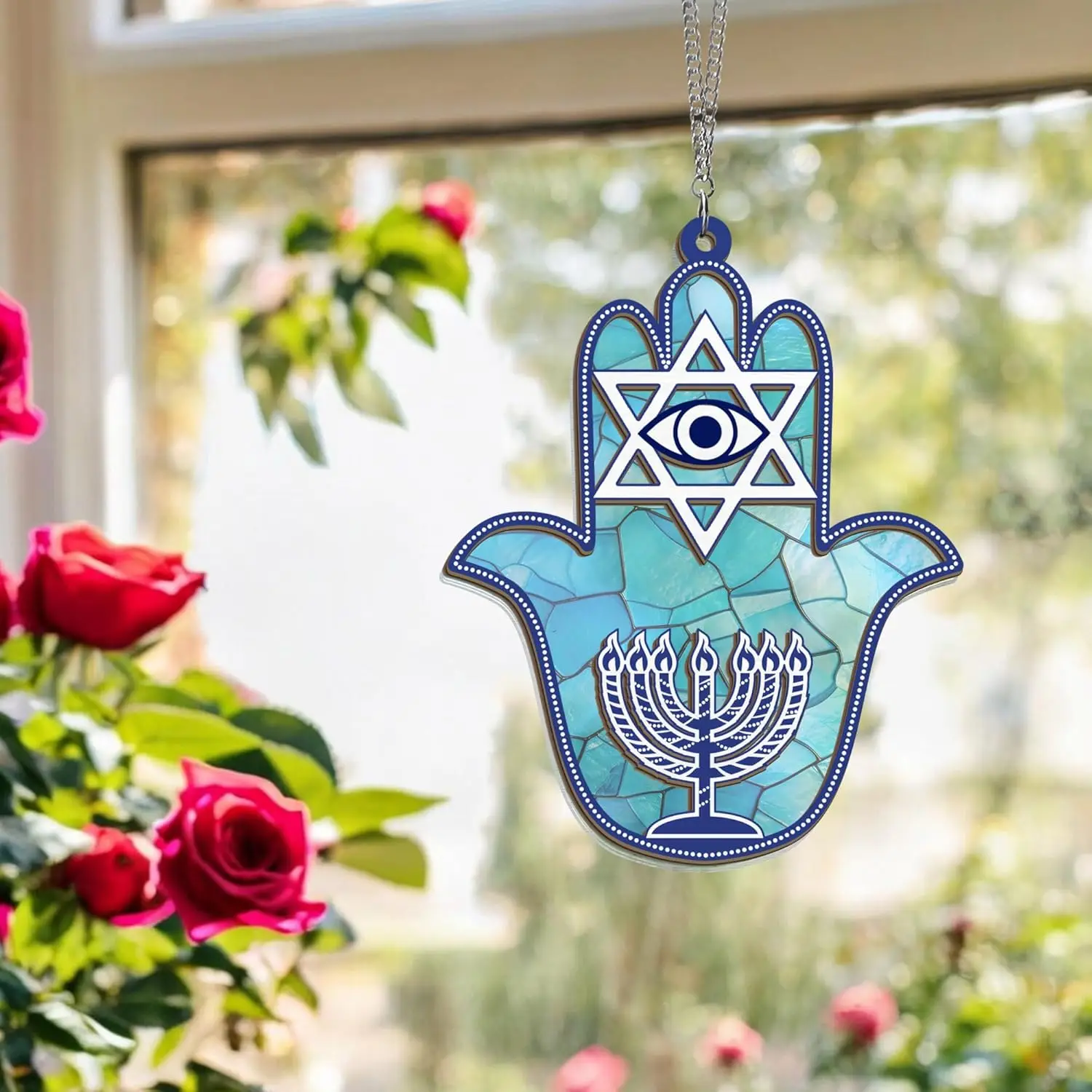 Hamsa Hand Fatima Jewish Hanukkah home Decorations Hanukkah Gift Hanukkah Ornaments, Jewish Christmas Ornaments Spiritual Gifts