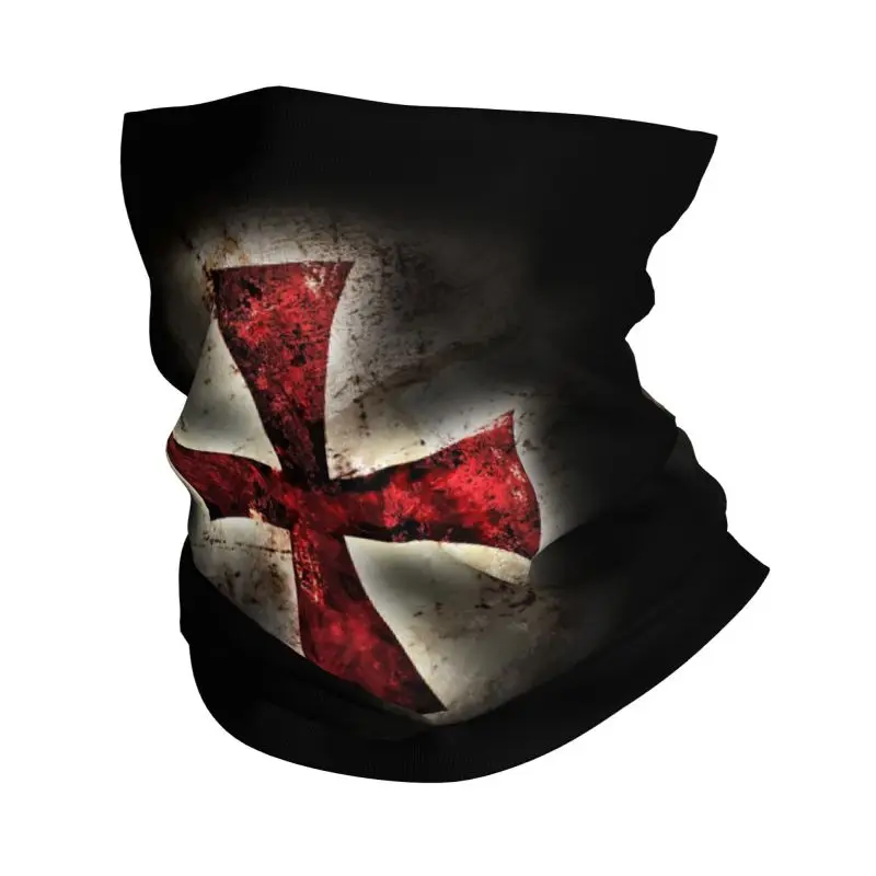 Custom Knights Templar Flag Bandana Neck Cover Windproof Wrap Ride Motorcycle Mask Scarf Unisex Warm Headwear Tube Balaclava