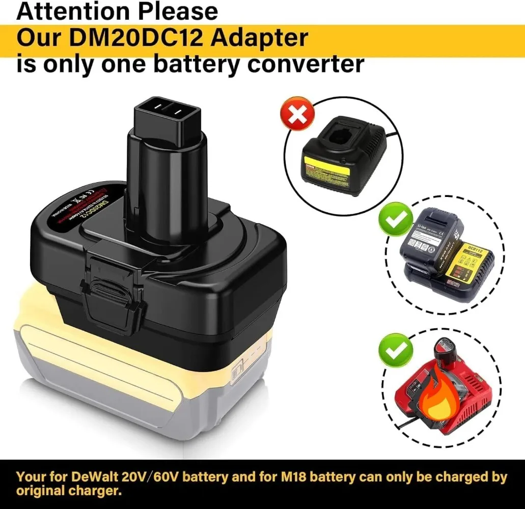 

DM20DC12 for Dewalt 20v to 12v Adapter for Dewalt 20v for Milwaukee 18V Li-ion Battery Converter to for Dewalt 12V Power tools