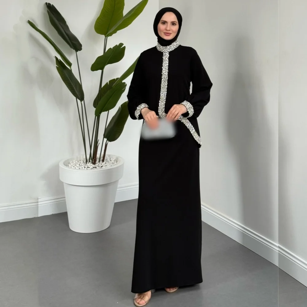 

Customized Glitter High Collar A-line Long Dresses Saudi Arabian Classic Evening Dress Bespoke Occasion Elegant Party Wedding