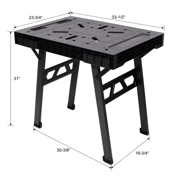 Black 1650LBS Capacity Foldable Workbench Portable Workstation For Garage Workshop And Home