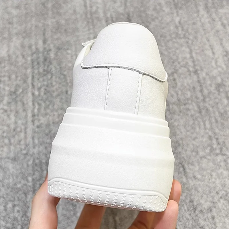 Oulylan 2024 New U Leather Women\'s White Casual Woman Vulcanize Sneakers Breathable Sport Walking Running Platform Flats Shoes