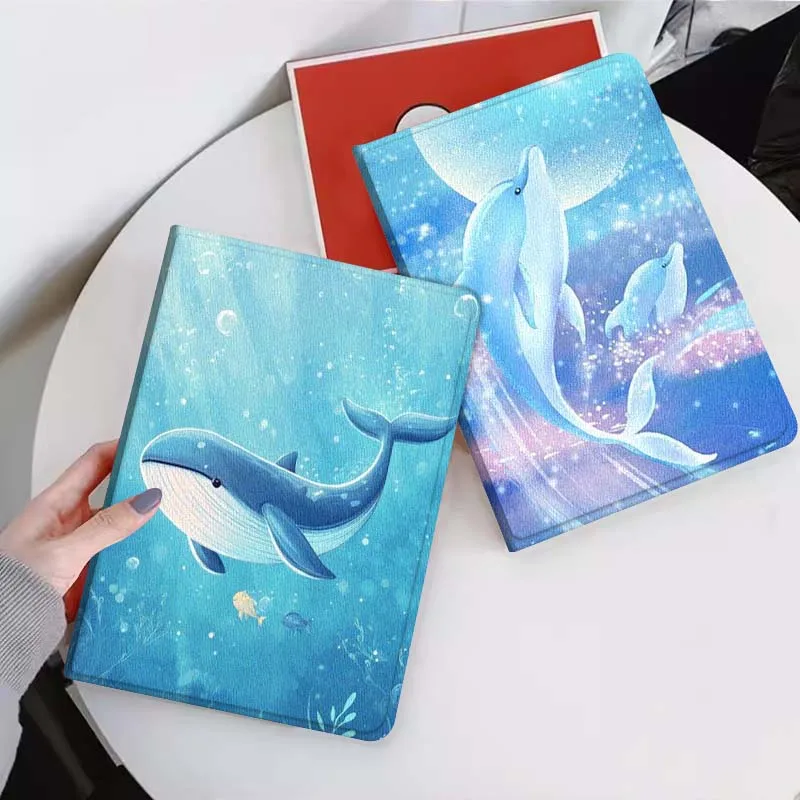 

Cute Blue Whale Underwater For Xiaomi Mi Pad Mini 4 5 6 7 SE Pro Plus Redmi Pad 2 SE 2025 8.8 11 Foldable Tablet Case Gift