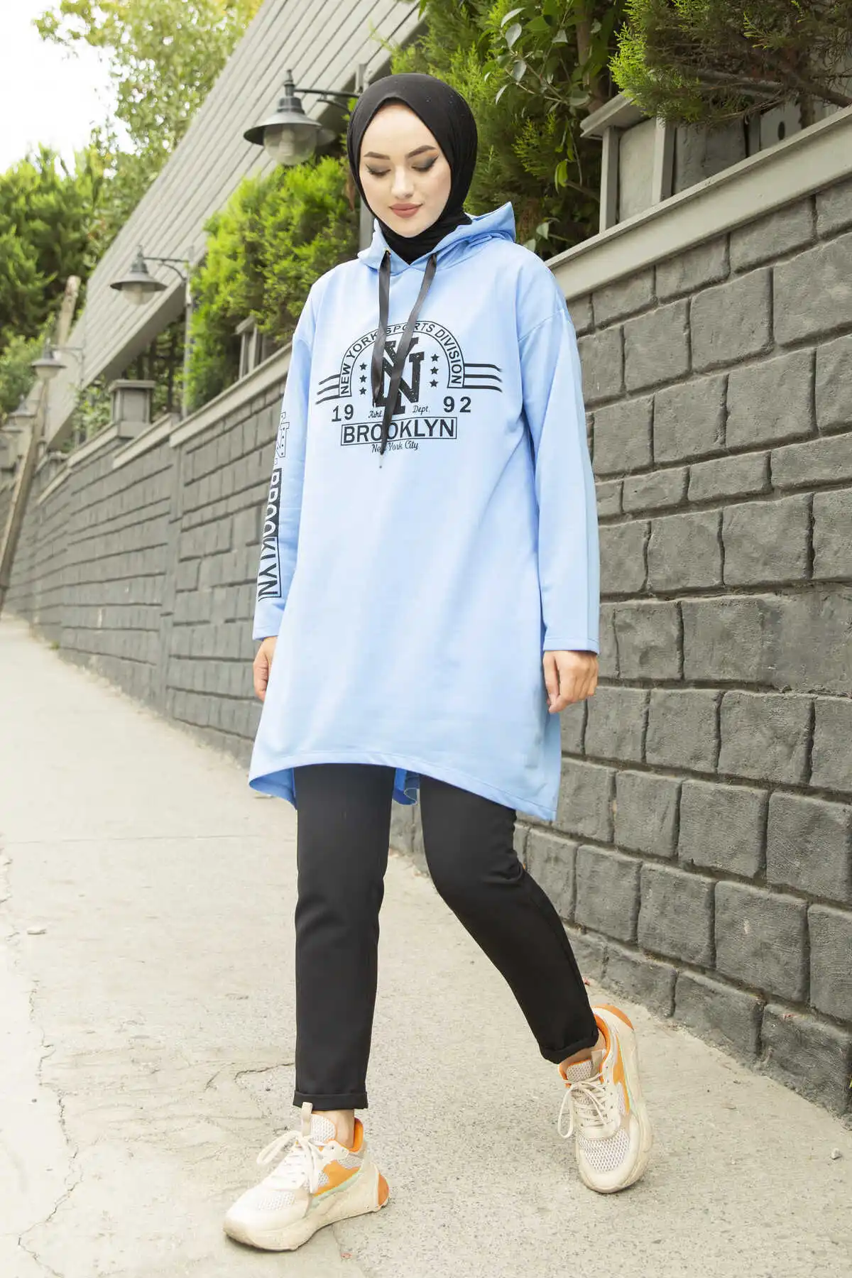 Black New York Printed Sportswear Tunic NY-Blue