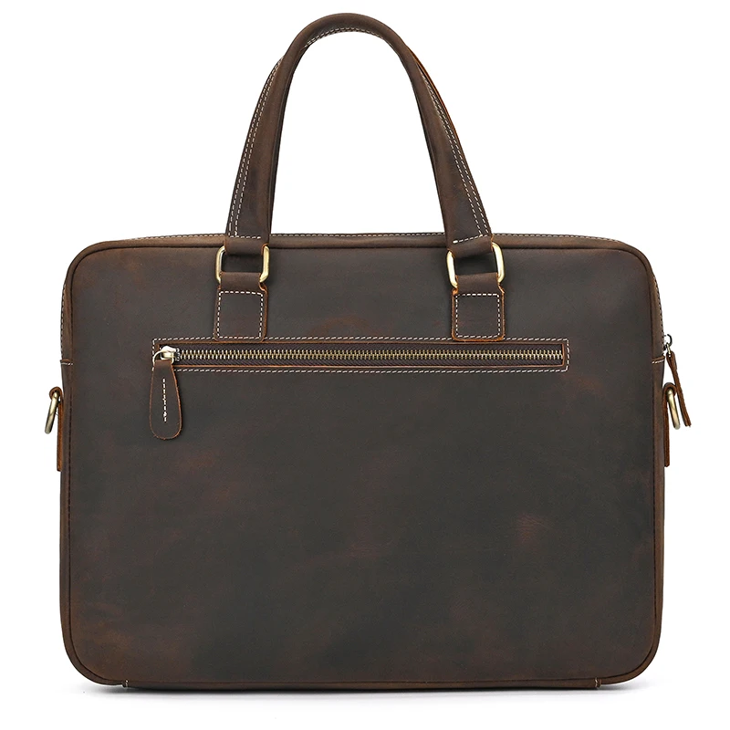 Valigetta in vera pelle da uomo Borsa da lavoro per laptop in pelle di vitello maschile Borsa a tracolla a tracolla in pelle di cavallo pazzo stile vintage