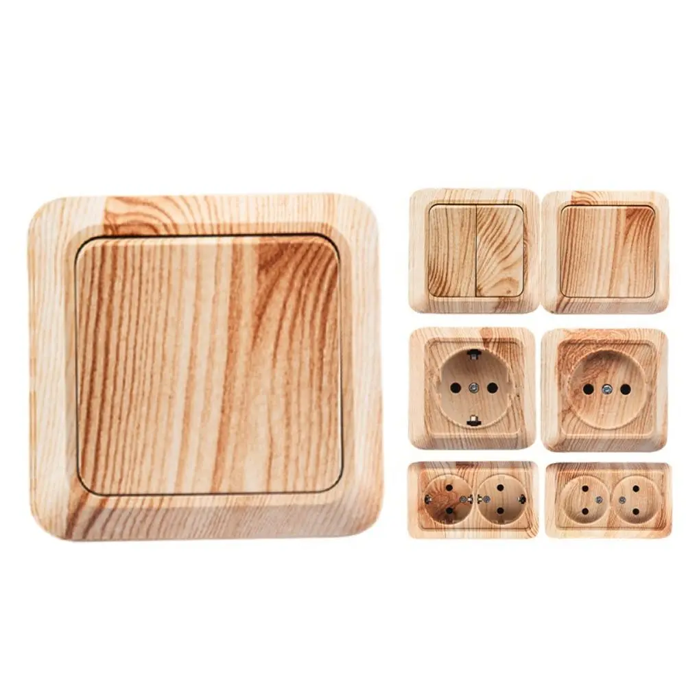 Modern Plastic Wall Switch EU Standard Wood Grain EU Square Rocker Light Switch Home Use