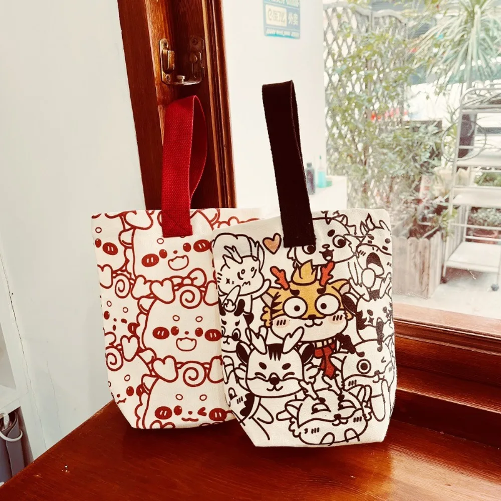 Chinesische lose Segeltuch tasche neu mit Griff Cartoon Handtasche große Kapazität Geschenkt üte einkaufen