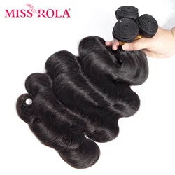 Miss Rola-extensiones de pelo peruano ondulado, 3 mechones de Color Natural, 8-30 pulgadas, 100% humano, Remy, doble trama