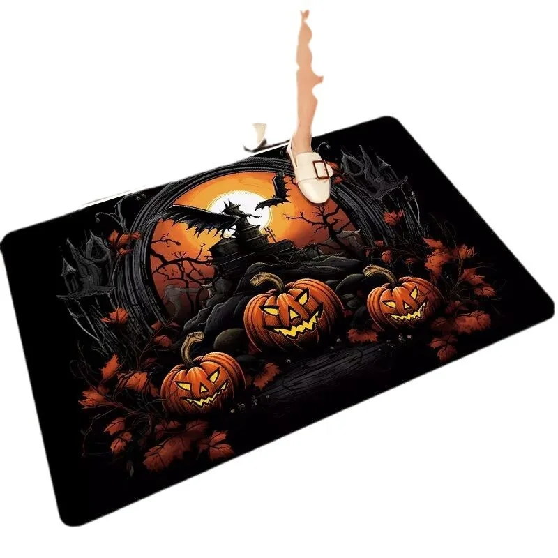 

loween Decorative Carpet Entrance Mat Scary Pumpkin Light Design Cusizable American Sle Polypropylene Fiber Rug