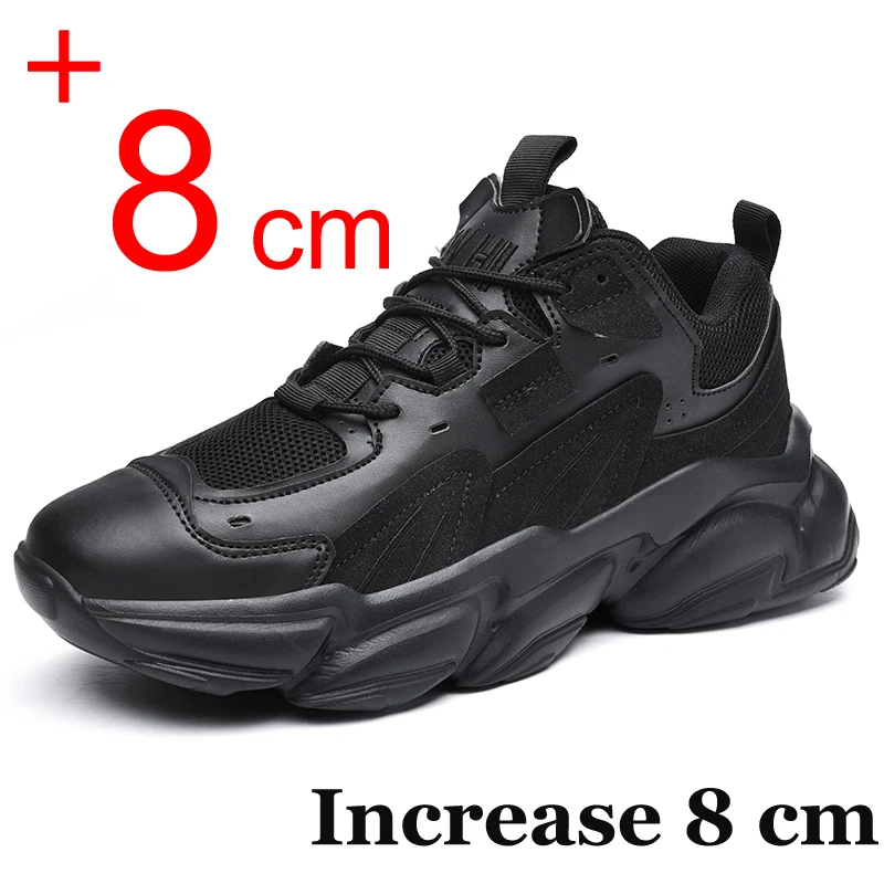 Sneakers da uomo tacchi nascosti scarpe da ascensore Plus Size 45 46 scarpe rialzanti per uomo moda traspirante 8cm 6cm scarpe sportive più alte