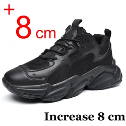 Zapatillas de deporte con tacones ocultos para hombre, zapatos de aumento, transpirables, a la moda, 8cm, 6cm, talla grande 45 46