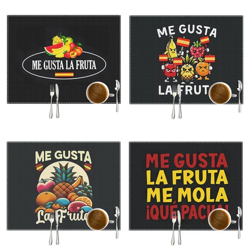 Me Gusta La Fruta España Print table mat for dining table l like fruit waterproof cup coaster non-slip placemat kitchen dish pad