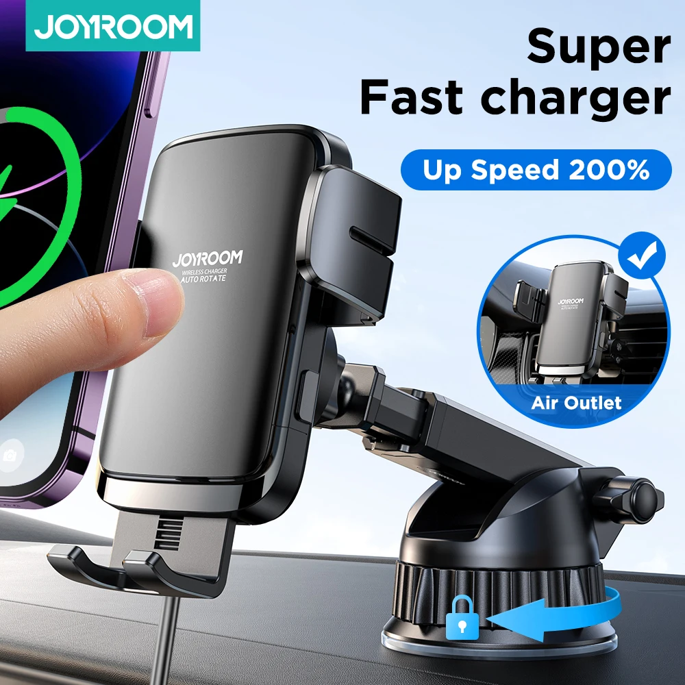 Joyroom 15W Car Phone Holder Wireless Charging Fast Car Charger Support Stable Rotatable Air Vent Dashboard Phone Holder in Car