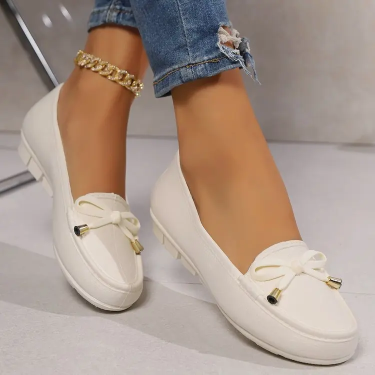 

Кроссовки женские с круглым носком, повседневная обувь на плоской подошве, с бантом, с закрытым носком, большие размеры, лето 2024