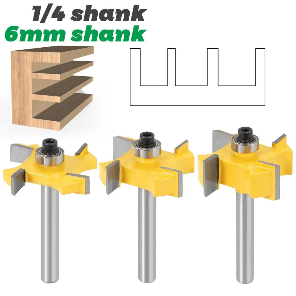 1PC 1/4" 6MM 6.35MM Shank Milling Cutter Wood Carving T Type Bearings Wood Milling Cutter Rabbeting Bit Woodworking Router Bits