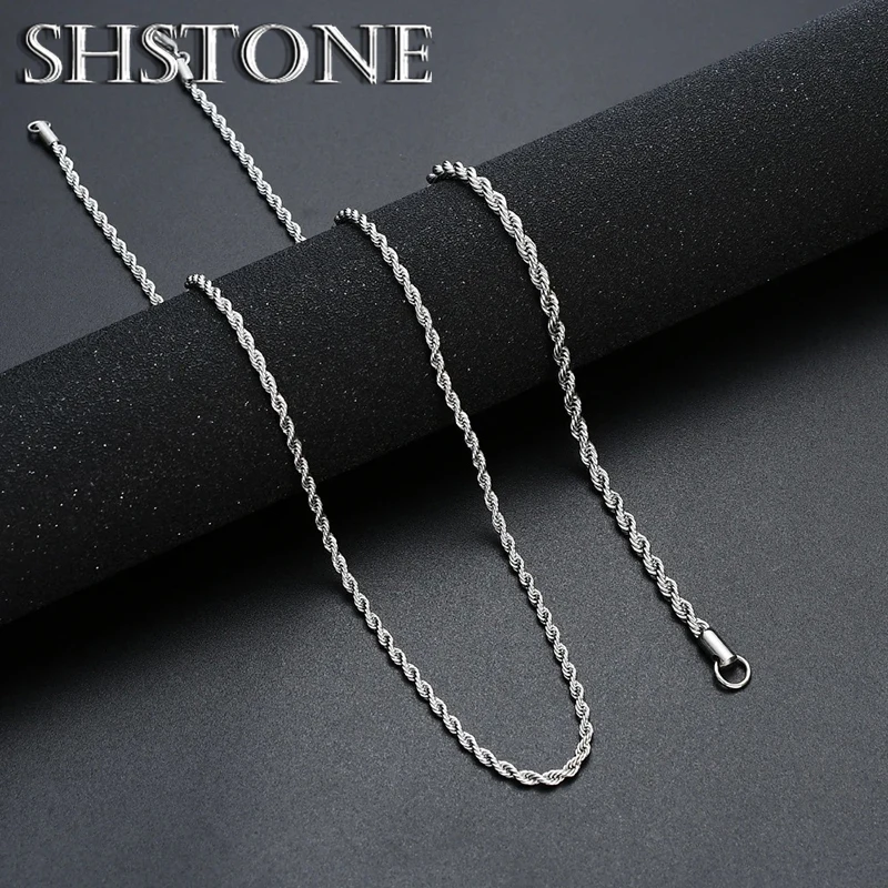 

SHSTONE 925 Sterling Silver Width 2 3 4MM Twisted Rope Chain Necklace Men Women Necklace 40-75cm Fashion Choker Gift Jewelry