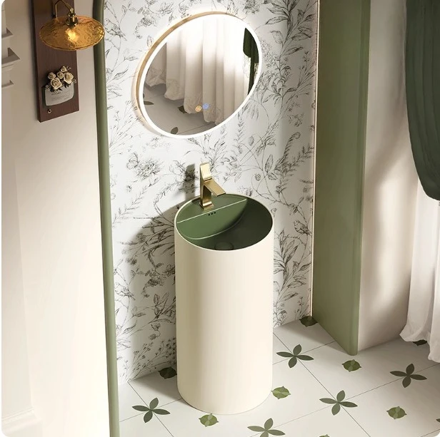 

Retro bathroom floor-to-ceiling washbasin integrated ceramic column type washbasin