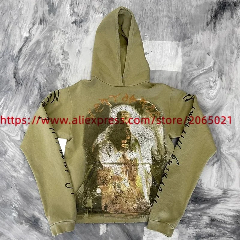 VERTABRAE Army Green Praying Hoodie Men Women Pullovers