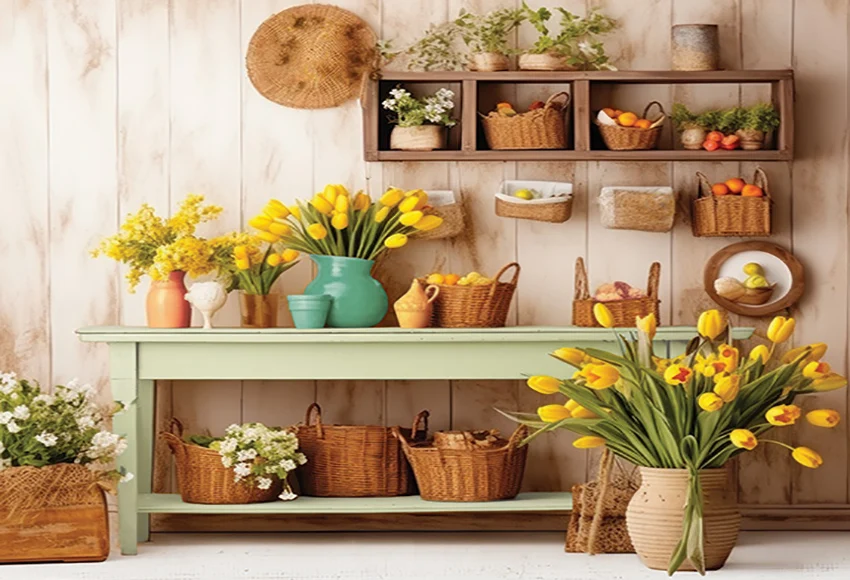 Mehofond 写真撮影の背景春の花の庭の窓カーテン子供大人の誕生日パーティーポートレート装飾背景写真スタジオ