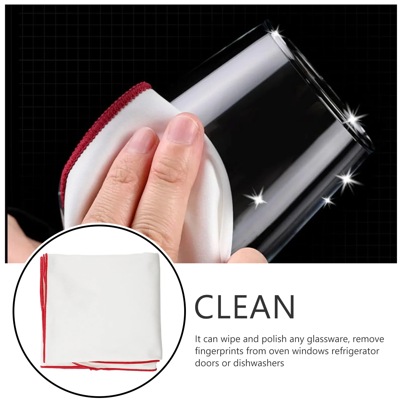 

2Pcs Wine Glass Polishing Cloth Fine Craftsmanship Microfiber Glass Cleaning Cloth for Fingerprints Removal Dining Supply