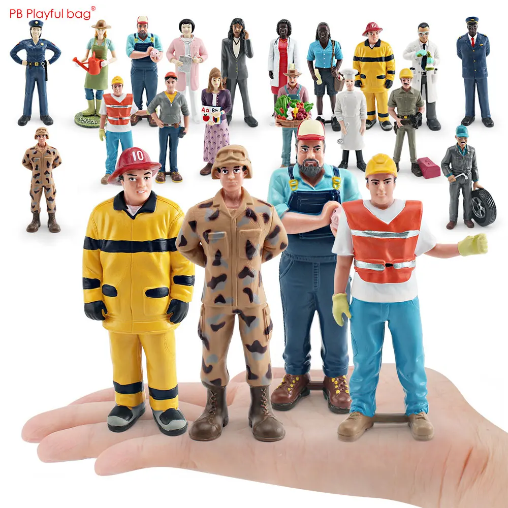 18pcs/set Simulation Professional Character Model Cook Police Doctor Nurse Teacher Sand Table Figurine Miniature Doll HG129