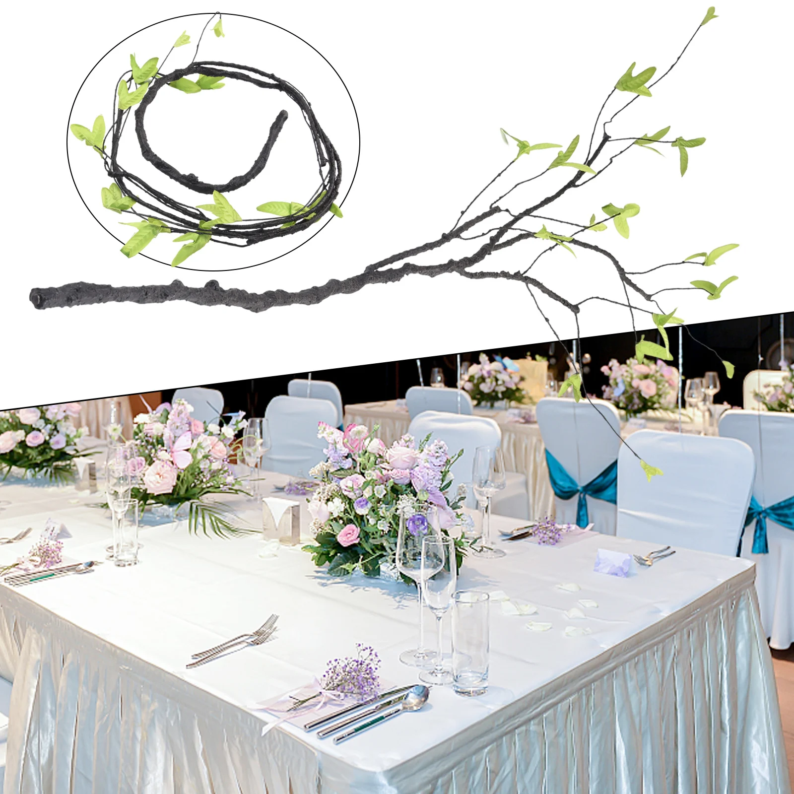95cm Green Simulation Dry Vine Artificial Plastic Foam Bendable Tree Branch For DIY Floral Arrangement Wedding Home Decor