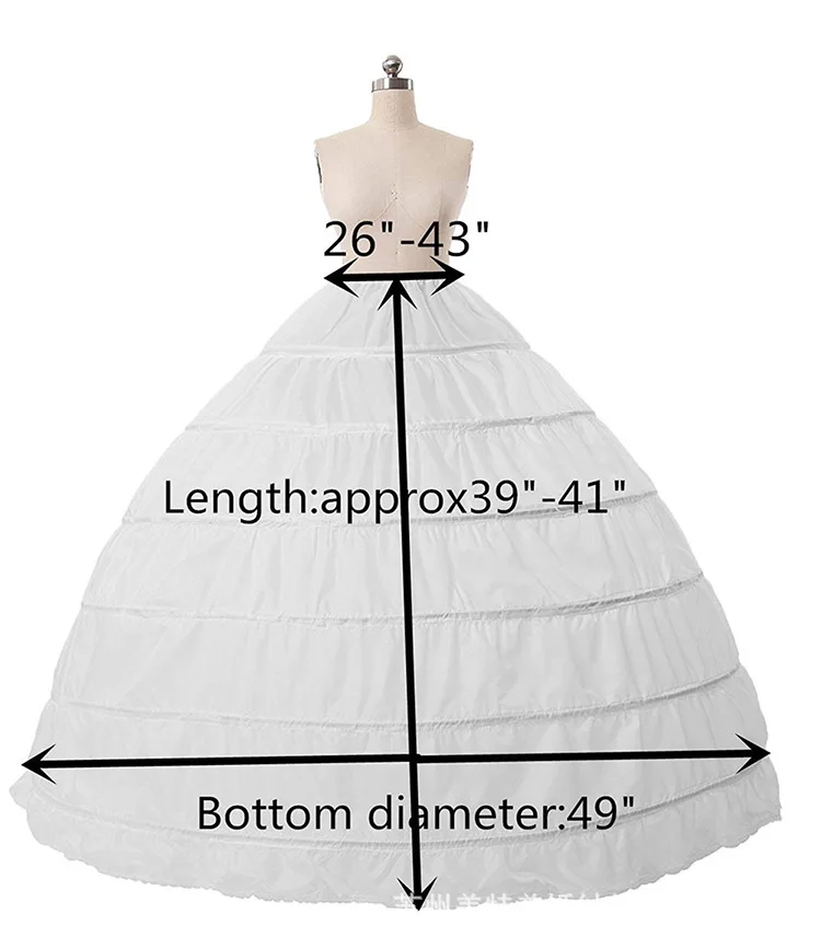 Jupe crinoline en acier sans fil, jupon sous-jupe, robe de Rh, robe de mariée multicolore, 6 pièces