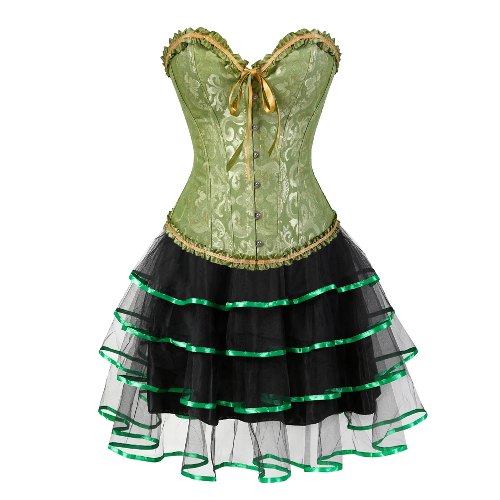 Vestido espartilho terno steampunk gótico bustier vestidos retro vintage traje overbust burlesque festa clubwear gorset saia superior conjunto