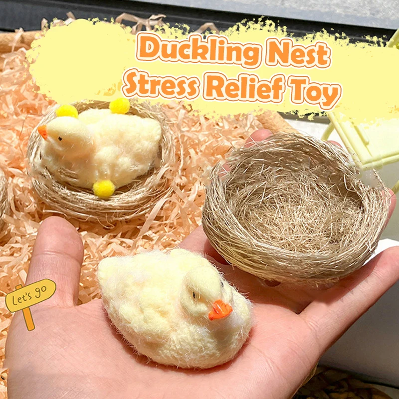 1 pièce fait à la main en Silicone souple mignon canard et nid de canard jouets à presser Squishy pincement soulagement du Stress jouet pour bébé cadeau