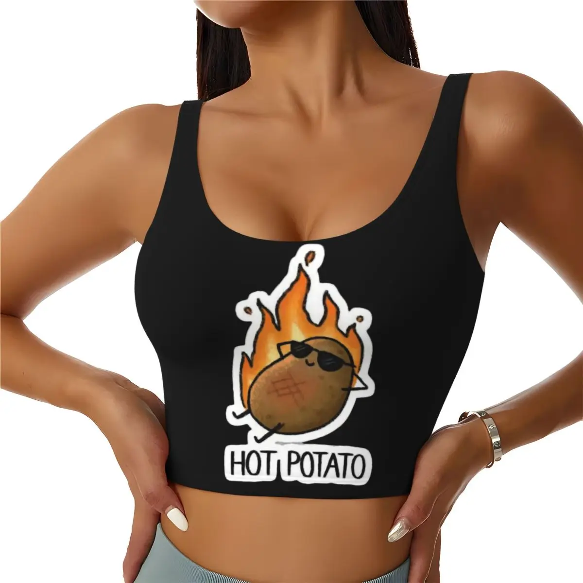 

Custom Fisher Potato Women Sports Bra High Impact Vest Gym Workout Yoga Crop Tank Tops