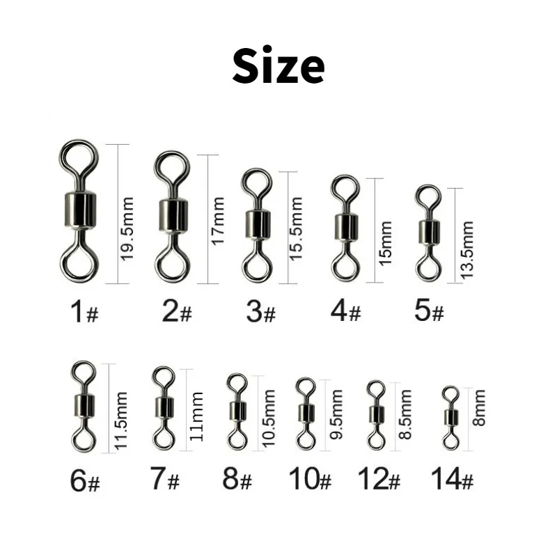 50PCS Carabiners for Fishing High Carbon Steel Bearing Swivel Lure Solid Ring Connector Snap Fishhook Sea Fishing Accessories