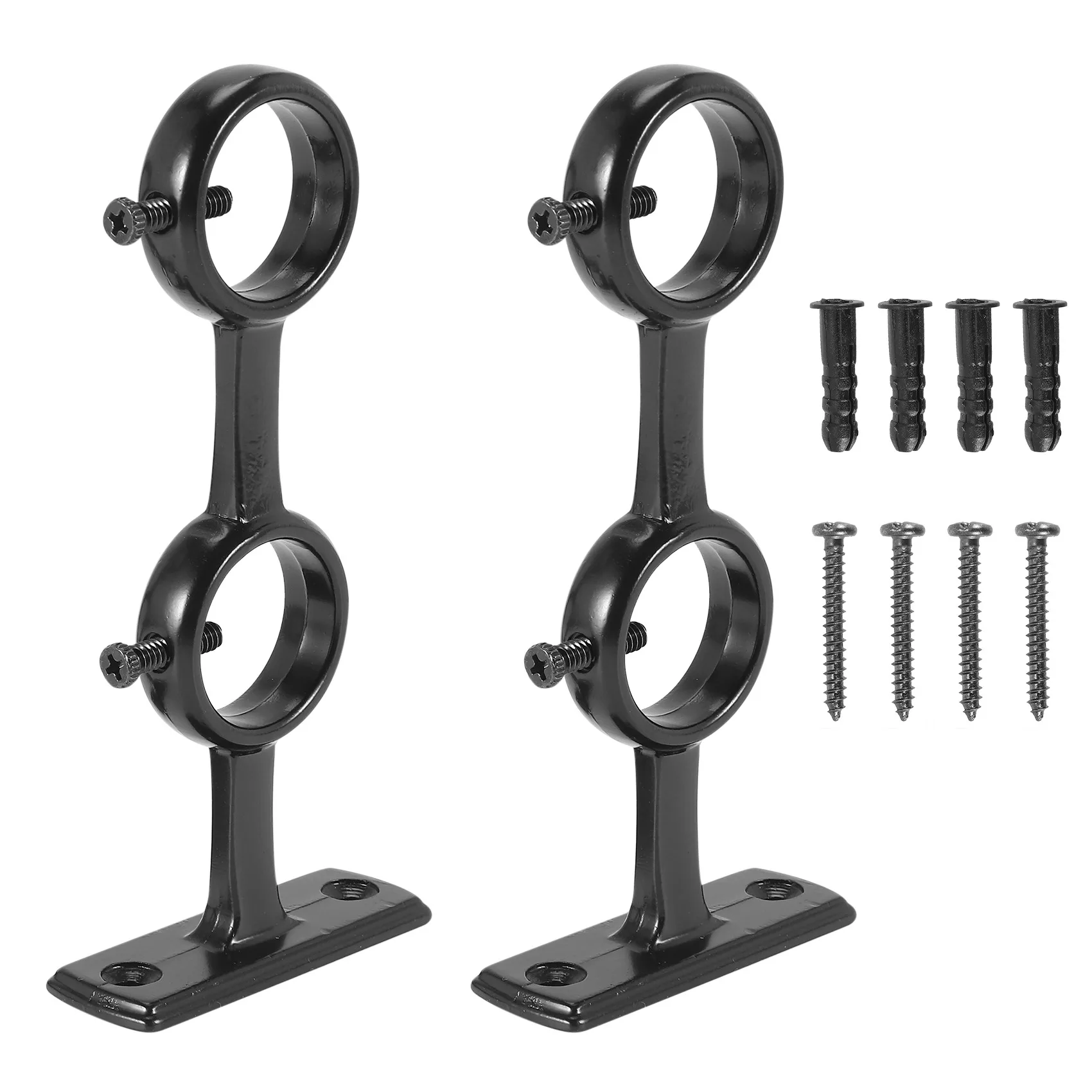 HOT Curtain Rod Bracket, 2Pcs Double Curtain Rod Holder, Double Rod Brackets Hooks for Living Room Bedroom Curtain Rods