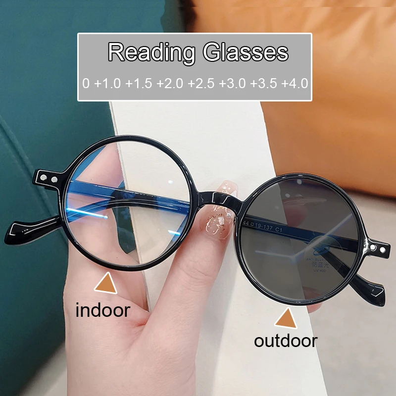 

Women Men Outdoor Color Changing Far Sight Glasses Ultralight Small Frame Photochromic Presbyopic Eyeglasses Hyperopia Eyewear