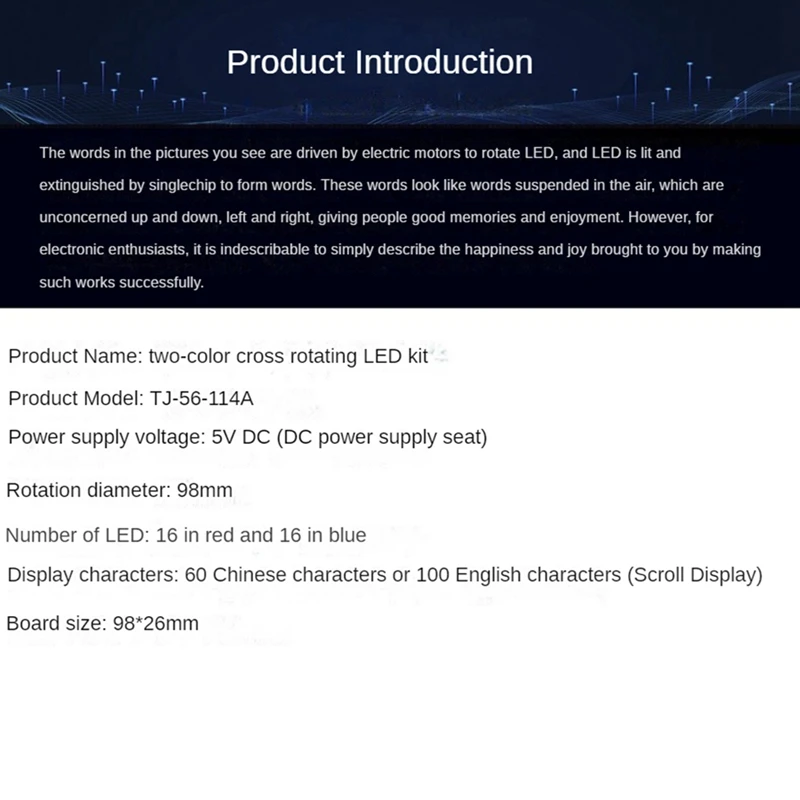 LED Display DIY Kit 51 SCM Dual Color Cross Rotating Welding Spare Parts For Soldering Practice, Kit With Downloader Durable