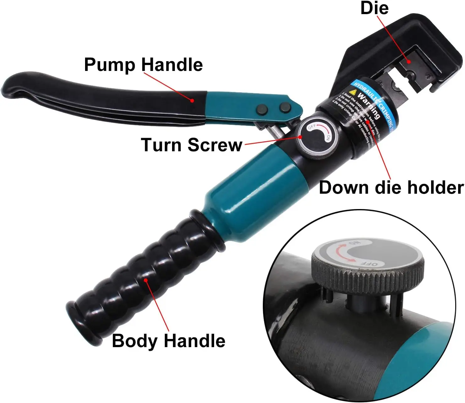 10 Ton Hydraulic Crimping Tool and Cable Cutter, Hydraulic Wire Battery Cable Lug Terminal Crimper Crimping Tool with 11 Dies, W