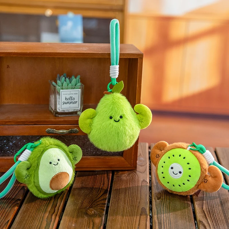 Hurtownia: Urocze, małe, pluszowe zawieszki w kształcie owoców (12 cm) - cytryna, banan, gruszka, awokado - breloczek do kluczy, ozdoba do plecaka, prezent.