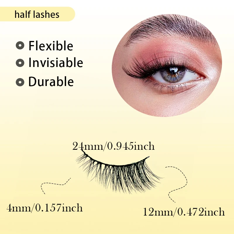 10-halbe Wimpern, weiche, natürliche Katzenaugen-Wimpern, Make-up-Werkzeug, Verlängerung, flauschige künstliche Wimpern, halbe Wimpern