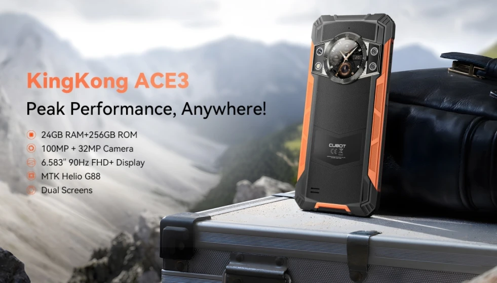 CUBOT KINGKONG ACE 3 Helio G88 120Hz 6.583 inches new affordable 4G rugged smartphone 24GB RAM, 256GB ROM