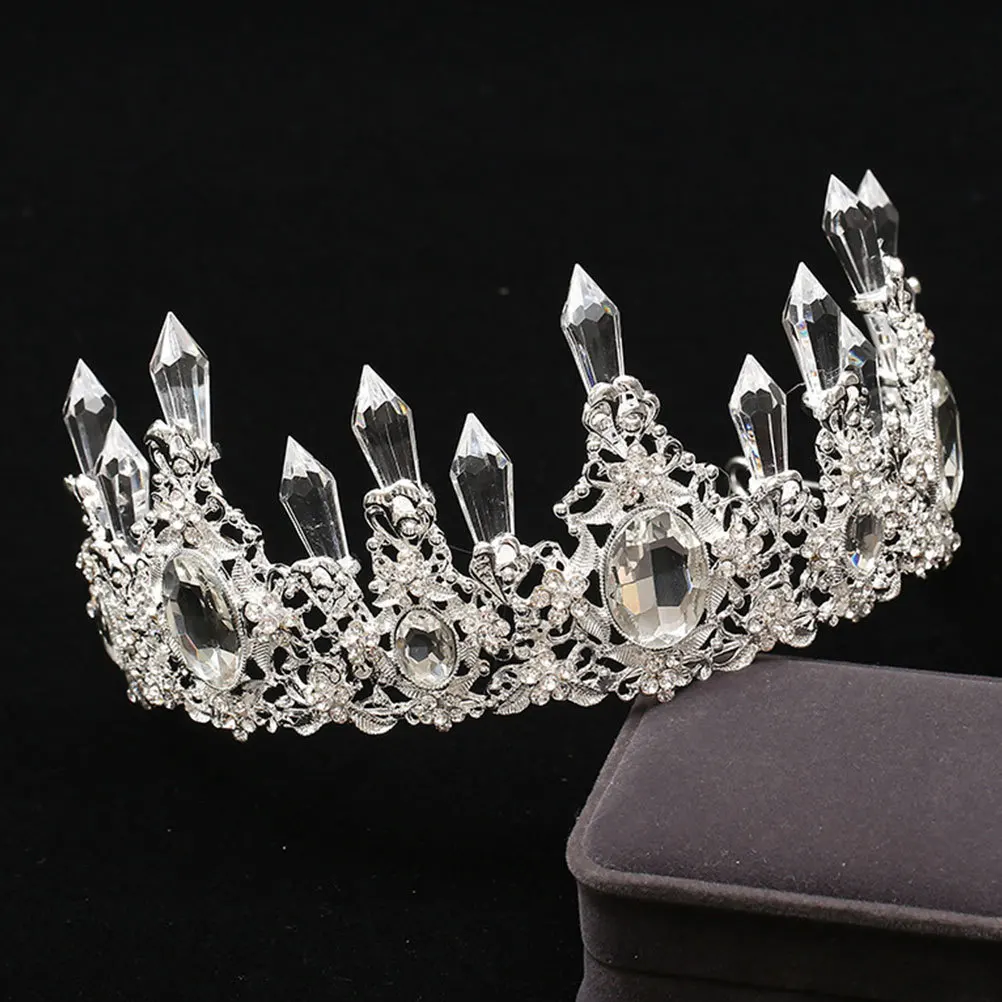 

Elegant Silver Cake Crown Topper Crystal Wedding Tiara Birthday Decoration Headdress Ornament Wedding Tiara Crown