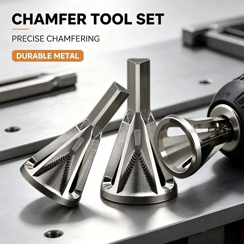 Universal External Chamfer Deburring Tool with Hex/Triangle Shank,Hand Tool for Electric Drill Metal DIY Machining Accessories ﻿
